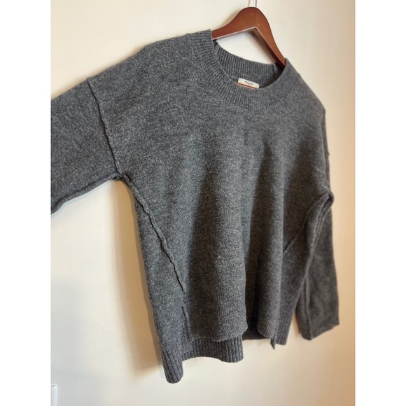 Madewell Gray Wool Blend Crewneck Sweater E1570 Dropped Shoulder Exposed Seam S - Picture 3 of 5